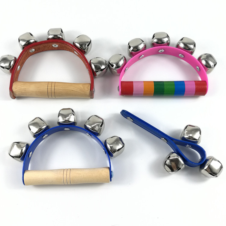 Children's five-bell leather hand bell kindergarten early education teaching aids hand-held bell toy Orff percussion instrument horseshoe bell