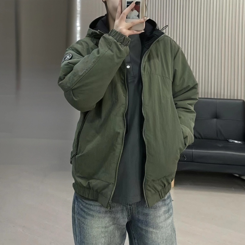 Reversible Jacket, Spring and Autumn Workwear Style, Loose Casual Men's Hooded Jacket, 2026 Spring New Style