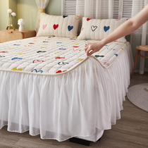 Simple milk velvet ins bed skirt single piece warm bed cover skirt sheet baby velvet bedspread thick cotton mattress