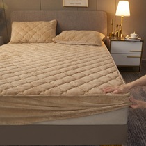 Solid color bed hat single product three-piece solid color non-slip bedspread pillow case breathable all-inclusive dust-proof coral Crystal velvet clip