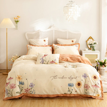 A type embroidery autumn and winter milk velvet four-piece Princess coral velvet treasure velvet hipster Crystal Fallace thickening