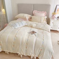 Korean version of hipster thick embroidered double-sided velvet four-piece milk velvet baby velvet warm Princess