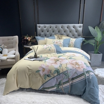 Pure cotton polished flower four-piece set thickened autumn and winter cotton sheets quilt cover double home Nordic European style pastoral style