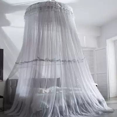 Gray dome mosquito net hanging floor-to-ceiling Princess wind bed curtain bracket free installation round bed tent 1 8m double