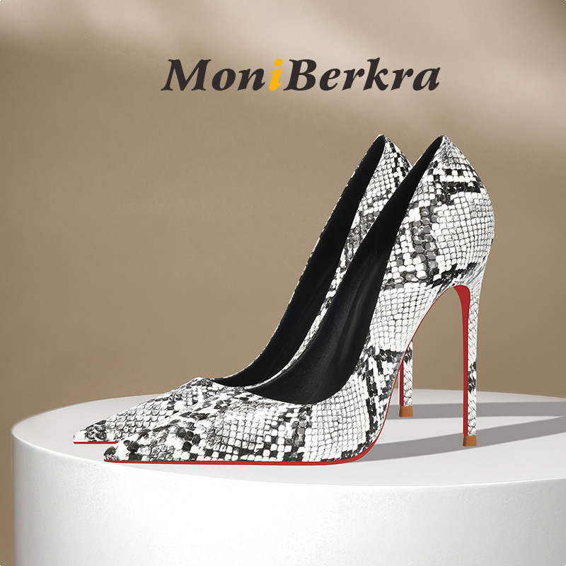 2026 Spring and Autumn Fashion New Snake Pattern High Heels Women's Stiletto Sexy Shallow Mouth Niche Style Red Sole Pointed Toe Pumps