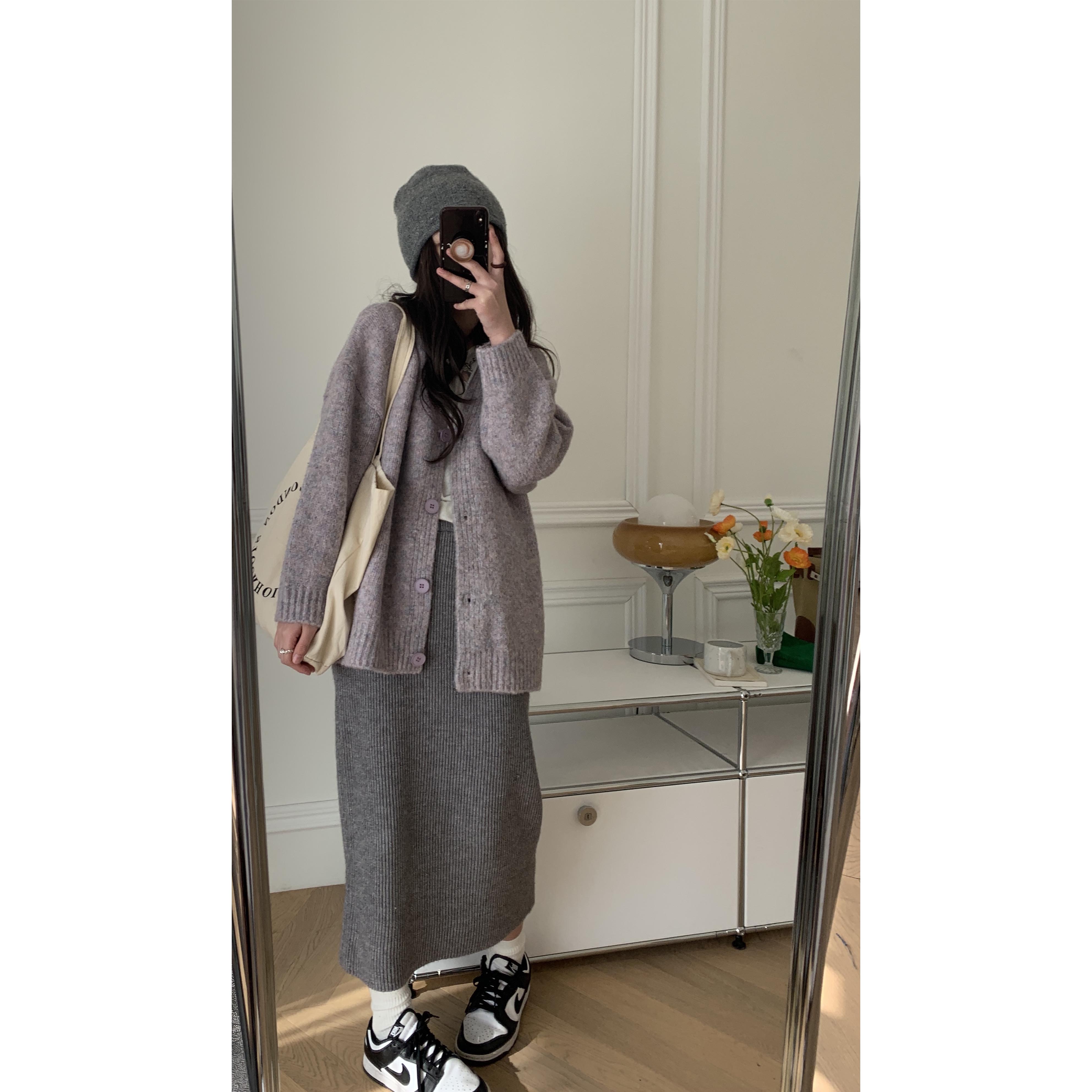 Popoco heterochromatic V neckline cardigan spring dress for women 2022 new design sensation small crowdwear cardigan cardigan