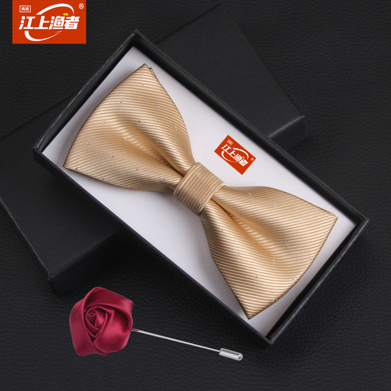 Bow Tie Men's and Women's Formal Wear Groom and Best Man Wedding Dress Champagne Color Light Gold Beige Bow Tie Bow Tie Men's and Women's Formal Wear Groom and Best Man Wedding Dress Champagne Color Light Gold Beige Bow Tie