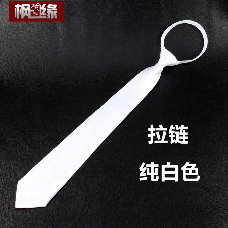 Matte Pure White Tie-Dye Hand-Painted Zip-Up 8cm Shirt for Men and Women, Easy to Wear and Convenient Tie