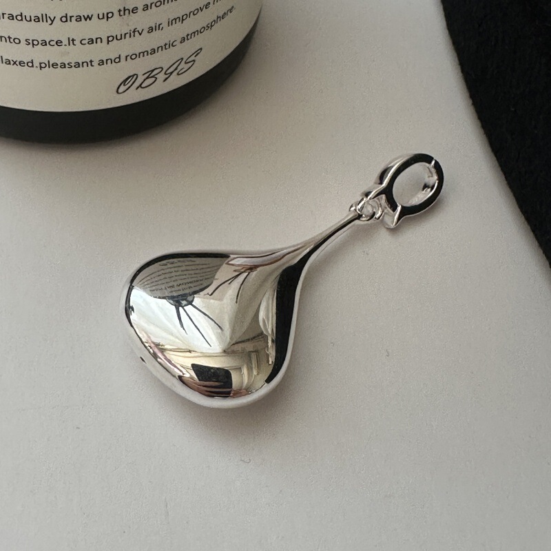 【Benefit】S925 Sterling Silver Korean Style Niche Design Vintage 3D Craftsmanship Hollow Pendant Oval Water Drop Fashion