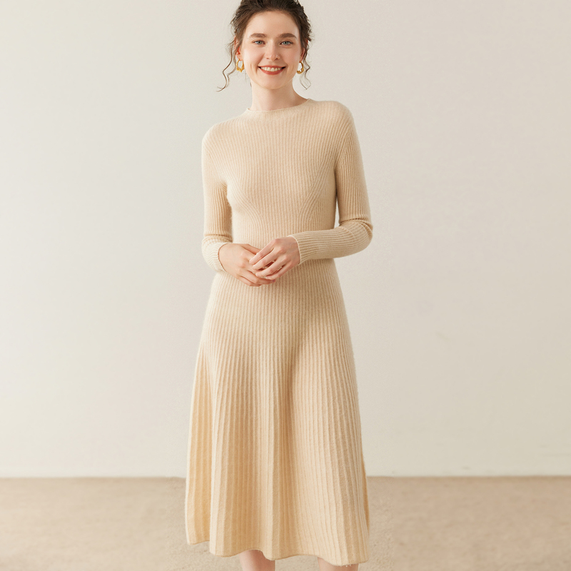 2025 New Cashmere Dress for Women, Round Neck, Slim Fit, Slimming Knit Base Dress, Versatile Wool Inner Dress 2025 New Cashmere Dress for Women, Round Neck, Slim Fit, Slimming Knit Base Dress, Versatile Wool Inner Dress