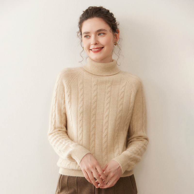 2025 Winter New Cashmere Sweater for Women, High-Neck Thickened Cable-Knit Sweater, Soft and Skin-Friendly Wool Base Layer 2025 Winter New Cashmere Sweater for Women, High-Neck Thickened Cable-Knit Sweater, Soft and Skin-Friendly Wool Base Layer