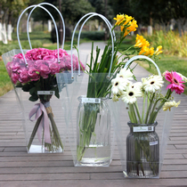 Flower tote bag transparent bouquet gift tote bag trapezoidal plastic waterproof bag flower packaging flower bag
