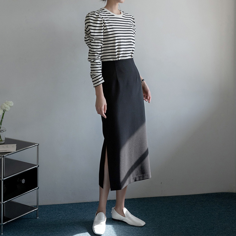 High-Waisted Slimming Skirt with Side Slits, Casual Skirt for Women, 2026 Spring New Style, Loose Mid-Length Skirt That Covers the Body, Black High-Waisted Slimming Skirt with Side Slits, Casual Skirt for Women, 2026 Spring New Style, Loose Mid-Length Skirt That Covers the Body, Black