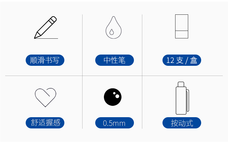 宝克中性笔pc197笔防漏墨笔头按压签名笔0.5mm签字笔