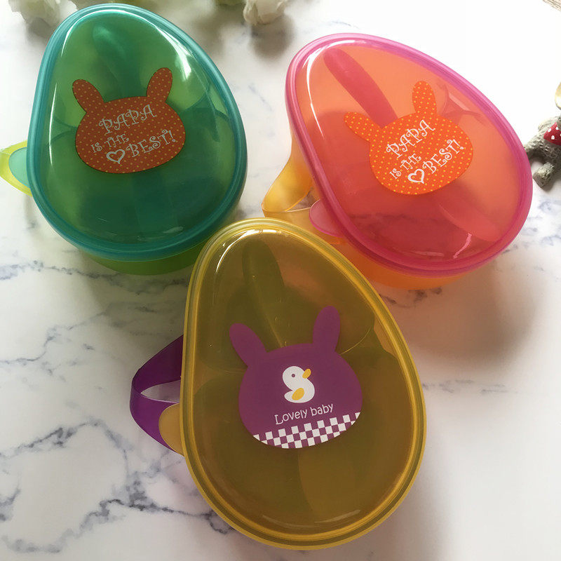 Hong Kong Heguo baby non-staple food bowl portable outgoing baby cartoon tableware set children's compartment bowl with spoon and lid