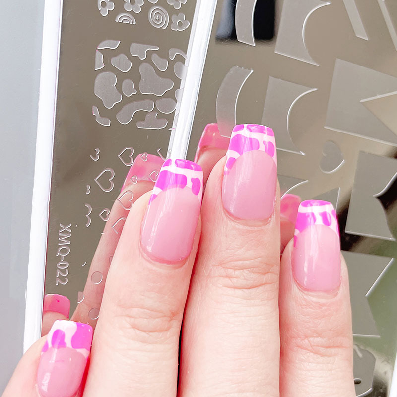 Nail Art Stamping Plate Pink French Cow Pattern Steel Plate Leopard Print Nail Mold Kitty Cat New Polka Dot Nail Art Stamping Plate Pink French Cow Pattern Steel Plate Leopard Print Nail Mold Kitty Cat New Polka Dot