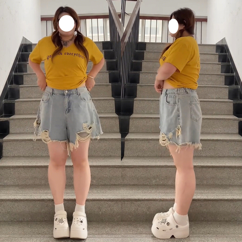 150kg Plus Size Vintage Ripped Denim Shorts for Women, Summer Thin High-Waisted Slimming Hip-Covering A-Line Wide-Leg Hot Pants 150kg Plus Size Vintage Ripped Denim Shorts for Women, Summer Thin High-Waisted Slimming Hip-Covering A-Line Wide-Leg Hot Pants