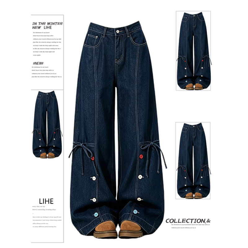Plus-Size Women's Designer Wide-Leg Jeans, New Autumn Style for Chubby Women, Loose Fit, Slimming, Pear-Shaped Body, Straight-Leg Pants