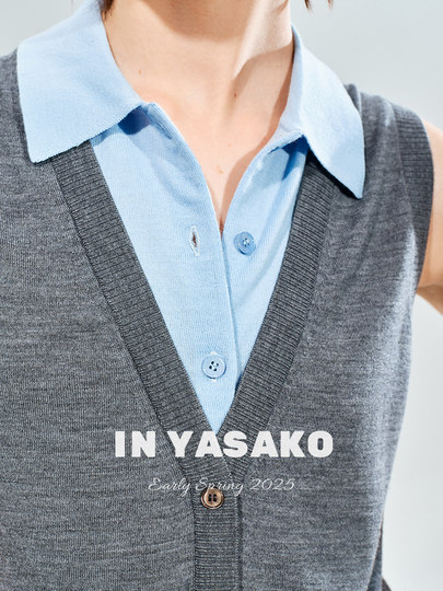 Yasako/Repeatedly Viewed Polo Collar Fake Two-Piece Preppy Style M1U Style Knitted Sweater Pullover/Vest