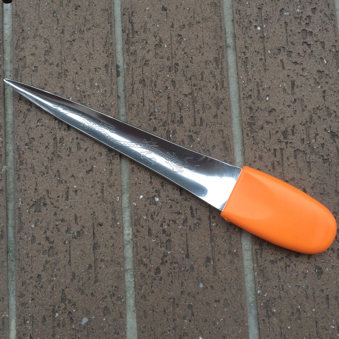 Stainless steel pry knife Rattan pry knife Rattan tool with sheath dragon pattern (yellow plastic handle) pick knife non-slip