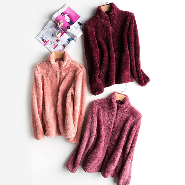 ຊຸດນອນສໍາລັບຜູ້ຊາຍແລະແມ່ຍິງໃນດູໃບໄມ້ລົ່ນແລະລະດູຫນາວທີ່ອົບອຸ່ນ coral velvet jackets ສໍາລັບຄູ່ຜົວເມຍ flannel zipper cardigans ເຮືອນໃສ່ tops ດຽວ