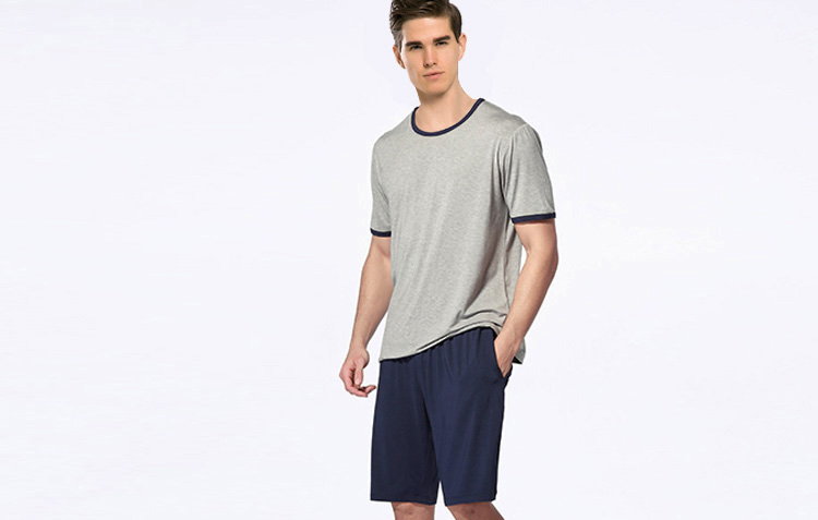 Có thể mặc bên ngoài nhà dịch vụ nam mùa hè phương thức cổ tròn ngắn tay T-Shirt shorts lỏng XL đồ ngủ giản dị bộ