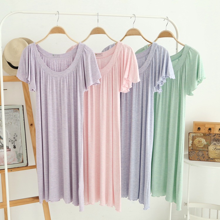 Nightdress sling mùa hè nữ sợi tre phương thức dễ thương bé tay áo ngắn tay áo phụ nữ mặc nhà ăn mặc đồ ngủ