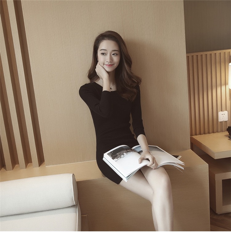 2018 áo len mới mùa thu đông nữ màu đen Slim dài tay dài hoang dã đan túi đeo chéo hông áo sơ mi thời trang nữ 2020
