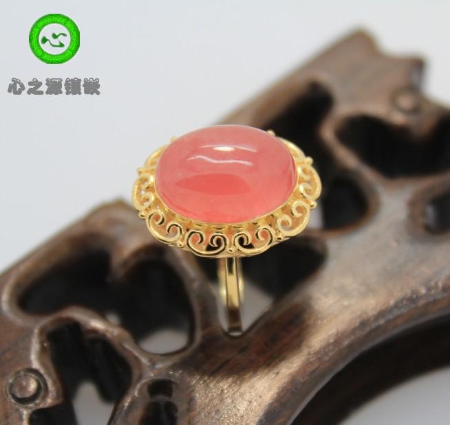 (Xing Family Workshop) Red Grain Stone Flower Type Ring Personality Custom K Gold Inlays 101357
