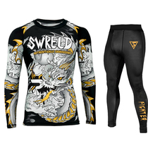 Venom Sanda training clothes for children boxing quick-drying long-sleeved MMA fighting tights mens UFC new suit customization