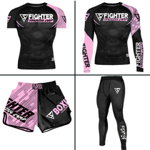 Muay Thai UFC Boxing Sanda Training Clothing MMA Free Fighting High Elastic Tight Four-piece Set Customized for Men and Women