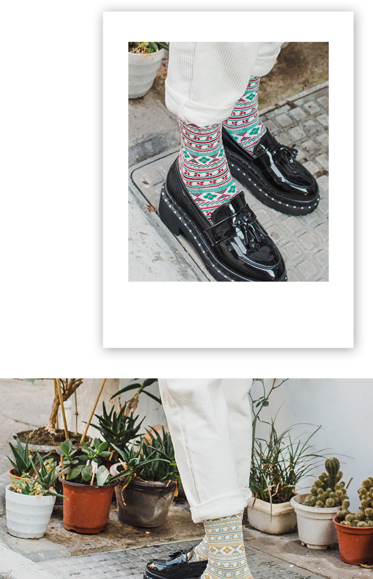Vớ nữ mùa thu và mùa đông cotton Nhật Bản vớ retro phụ nữ gió quốc gia vớ văn học hoa sọc phụ nữ tất cổ ngắn