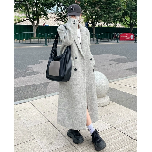 Демисезонное длинное шерстяное пальто, небольшая куртка, подходит для подростков, увеличенная толщина