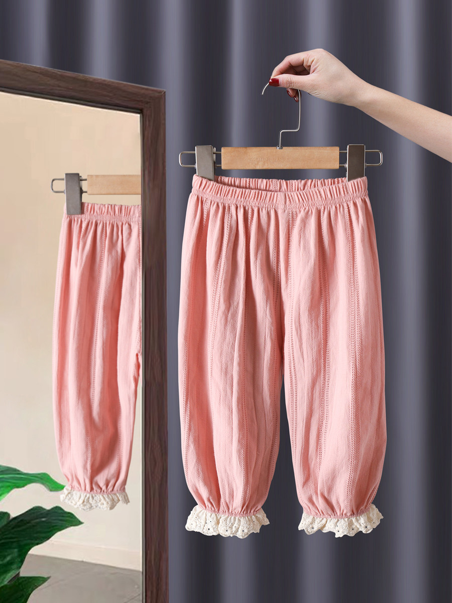 South Korean ice silk children anti-mosquito pants summer thin baby cotton linen light cage pants girl baby pants baby pants children long pants