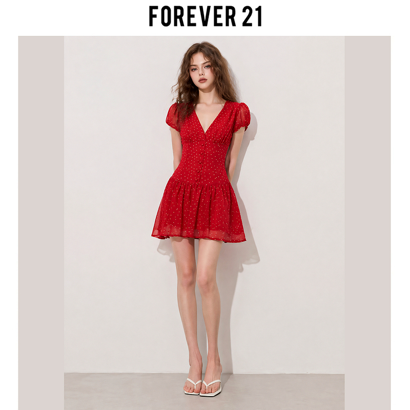 Forever 21 Red Bottom White Dot 2026 Summer New Dress Seaside Vacation Elegant and Fashionable Dress