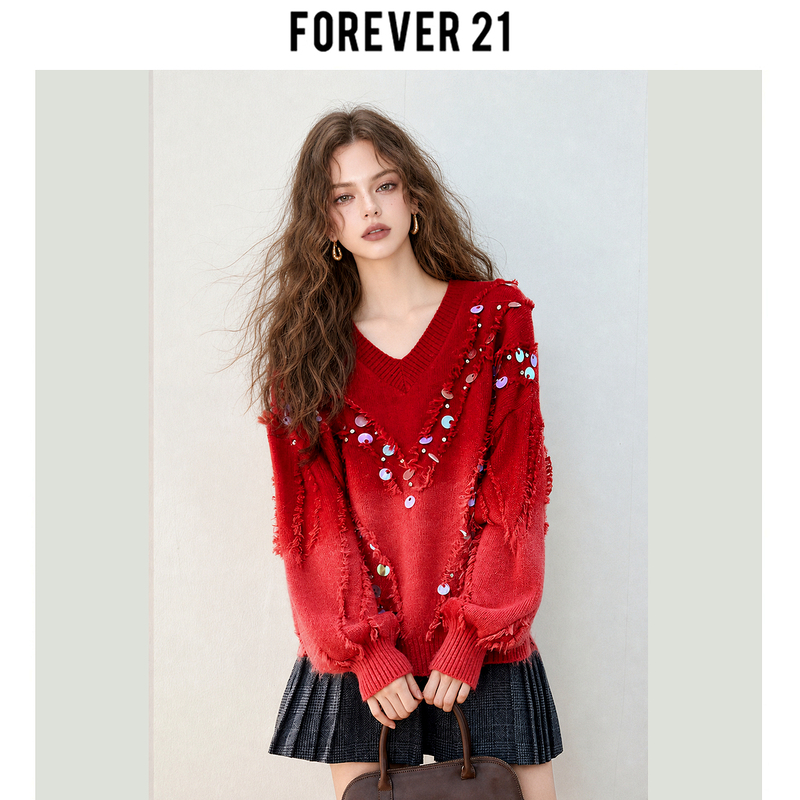 Forever 21 Red 2026 Summer New Knit Sweater Thin Summer Wear Trendy New Official Same Style Forever 21 Red 2026 Summer New Knit Sweater Thin Summer Wear Trendy New Official Same Style