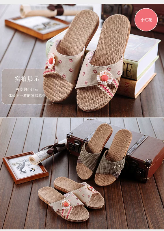 dép mùa hè và dép nữ mùa hè cặp đôi dễ thương sàn nhà trong nhà linen nhà bông trượt đàn ông Hàn Quốc - Trang chủ