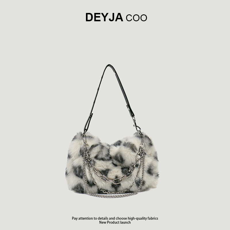Deyja Coo Autumn and Winter New Furry High-End Underarm Bag, Fashionable and Versatile Plush Shoulder Crossbody Bag for Women