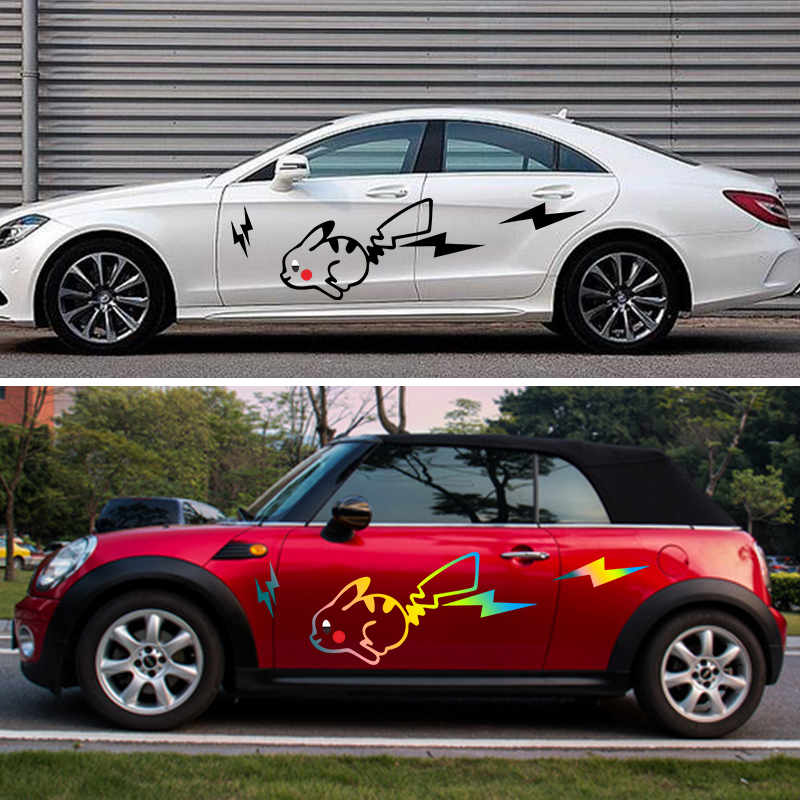 Pikachu car stickers large body doors shielded from scratches hip-hop cute body stickers Cartoon body stickers