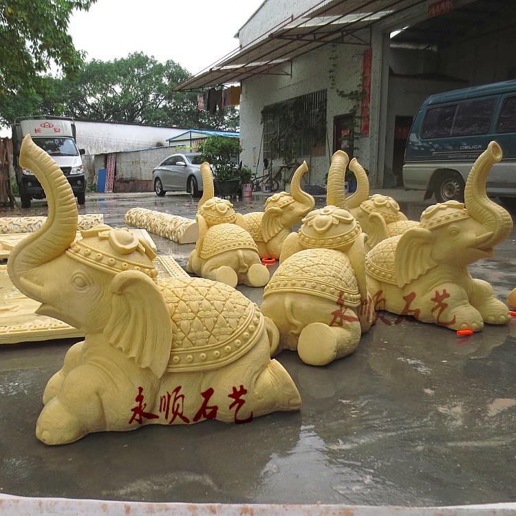 Sandstone Relief Sandstone Circular Sculpture Community Park Courtyard Clubhouse Hotel Decoration Spray Water Beckoning Elephant