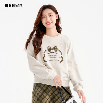 Xuanri raglan sleeve round neck fleece sweatshirt