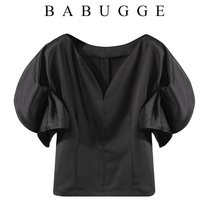 Short paragraph V collar jacket Women loose 20 Spring Summer new Korean version High waist short sleeve T-shirt Small crowdDesign Feeling Shirt Tide