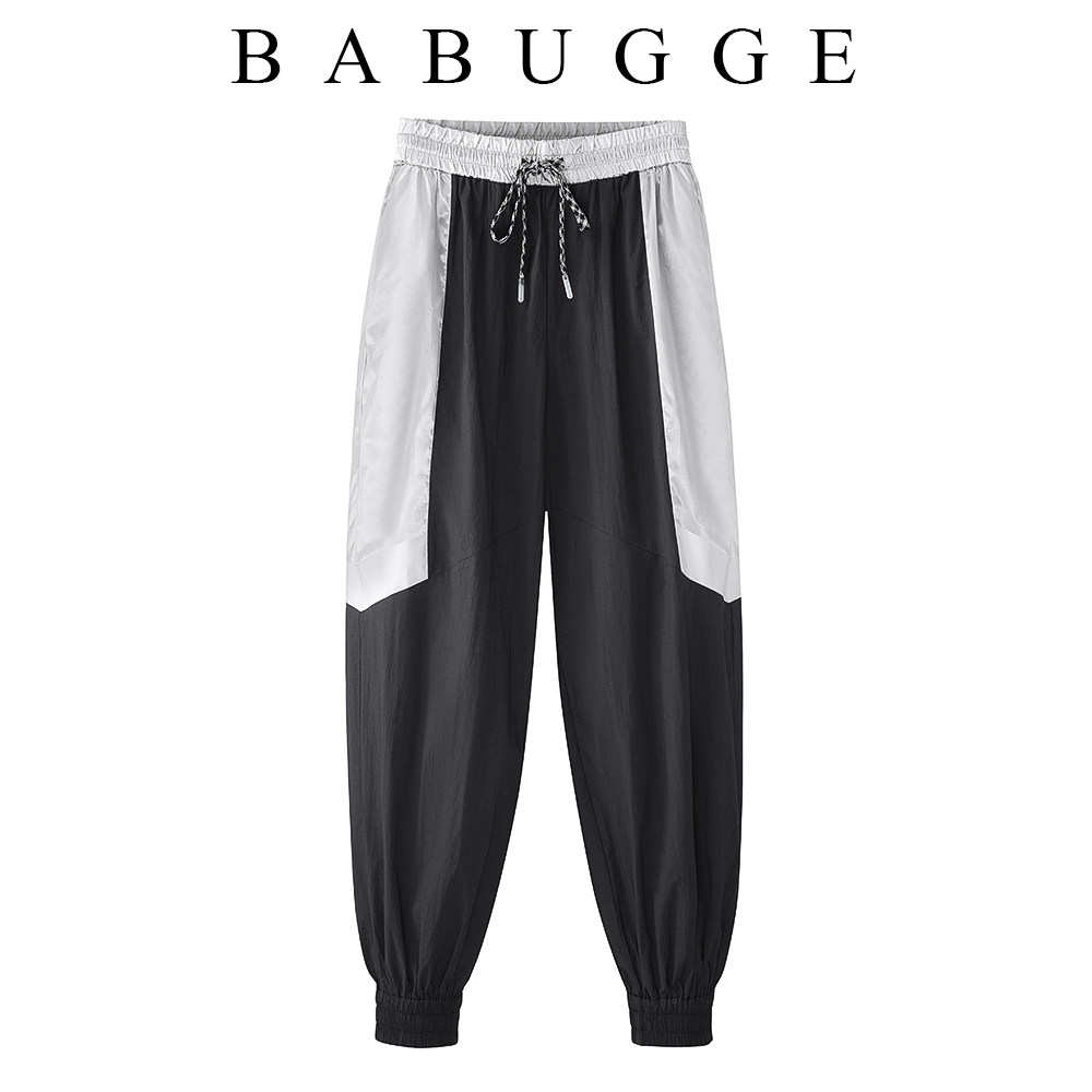 Korean Version Collage Design High Waist Loose Lean Casual Pants Women 20 Early Autumn New Lacing Broadleg Bunches Kharen Pants