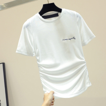 Letter embroidery short-sleeved T-shirt womens 2019 summer new waist thin personality white cotton t-shirt top tide