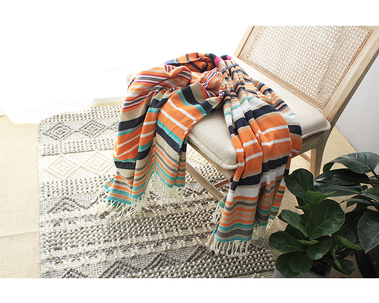 sọc New Bohemian gió quốc gia Ấn Độ ghế thảm trang trí đi chăn mền miễn phí vận chuyển thường màu - Ném / Chăn chăn nhung mỏng
