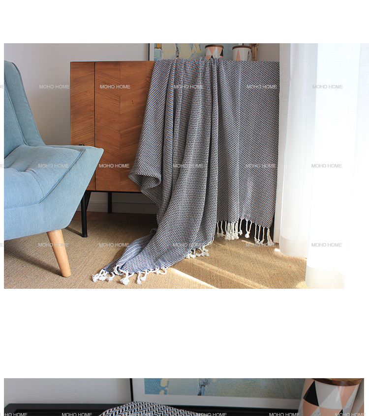 Bông chăn sofa ngủ trưa ngủ giường cờ mất trí mô hình phòng trang trí thảm miễn phí vận chuyển Bắc Âu chăn bông màu đen và trắng xương cá - Ném / Chăn chăn lông cừu nhập khẩu