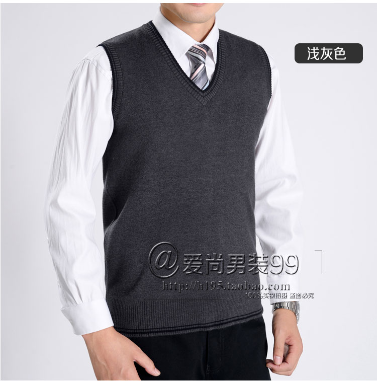 Mùa thu và mùa đông nam vest nam V-cổ len vest trung niên len áo len vest nam áo len đồ vest nam