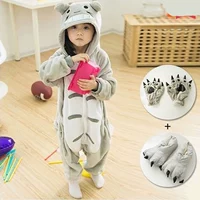 Trang phục em bé trẻ em hoạt hình dịch vụ nhà động vật totoro dễ thương flannel cha mẹ-con mặc đồ ngủ nam quần áo trẻ sơ sinh