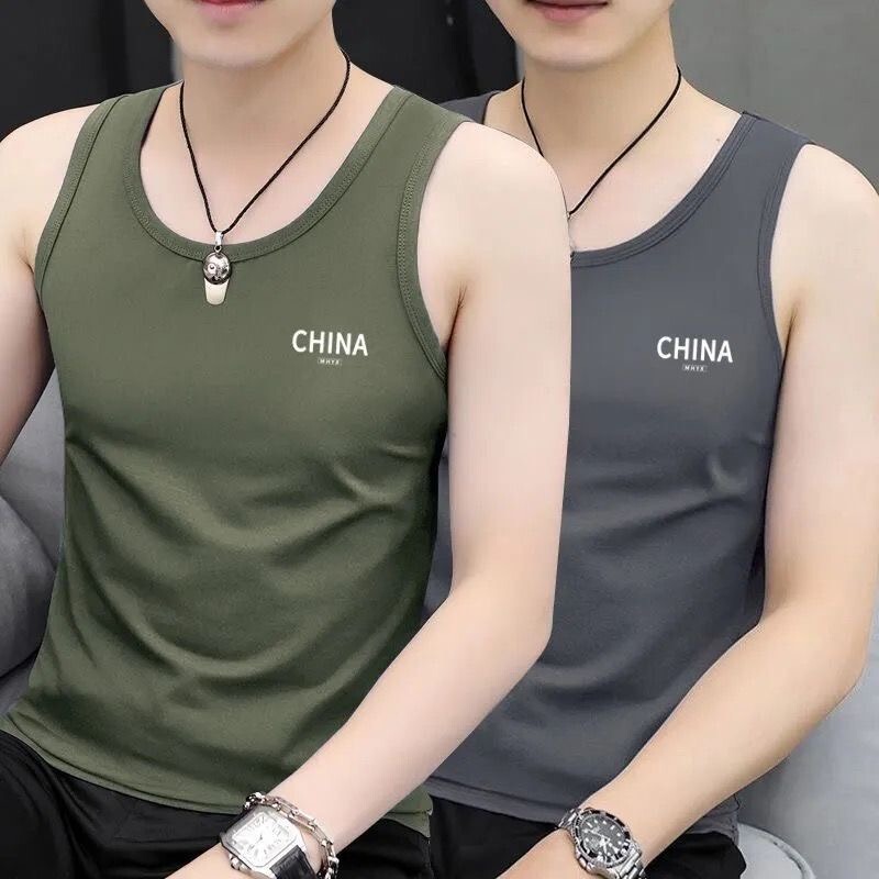 Buy One Get One Free Solid Color Simple Cotton Vest for Men, Summer Thin Quick-Drying Sleeveless T-Shirt for Outerwear, Trendy Sports Top