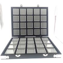 Portable leather 5*5 quit surface box bare stone box black and white gem box color treasure sample box memory sponge